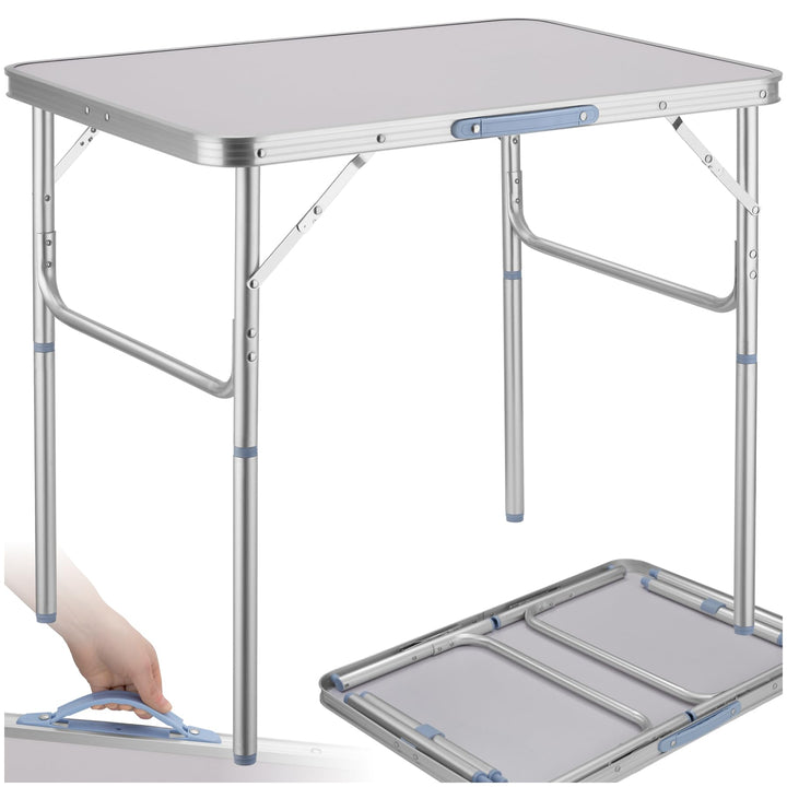 tectake® Klapptisch, Campingtisch klappbar, leicht und wetterfest, Alu Campingtisch mit Tragegriff,