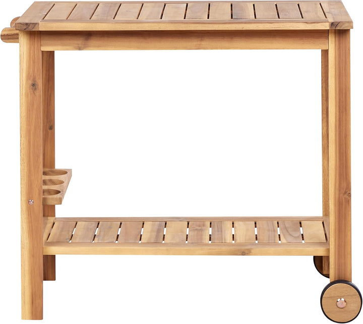 Beliani Küchenwagen 2 Etagen zertifiziertes Holz Hellbraun rollbar 3 Halter Sassari II