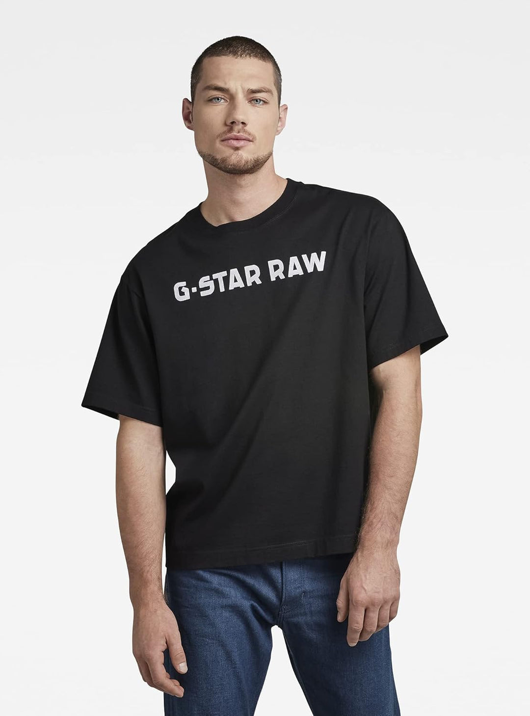 G-STAR RAW Herren Unisex Flock Boxy T-Shirts S Schwarz (Dk Black D21684-c336-6484), S Schwarz (Dk Bl