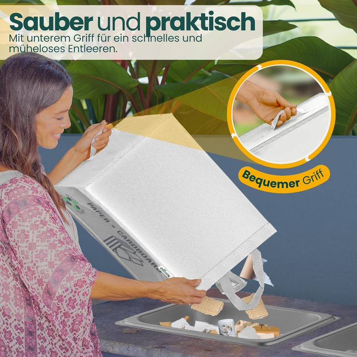 Mülltrennsystem 2fach – Set aus 2 Mülltrennsysteme für Plastik und Papier – Recycling Behälter 50L m