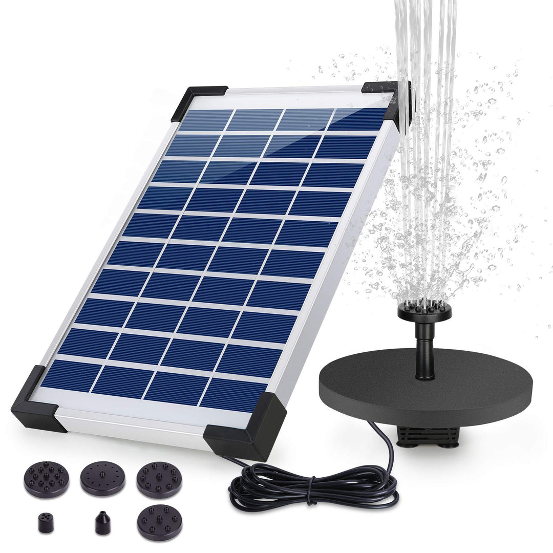 AISITIN Solar Springbrunnen 5.5W Eingebaute 1500mAh Batterie Solar Teichpumpe Wasserpumpe Solar Schw