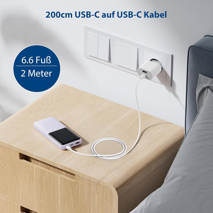 KenSera 20W USB C Ladegerät Schnellladegerät mit 2m Kabel, 2-Port Netzteil USB-C & USB-A, Fast Charg