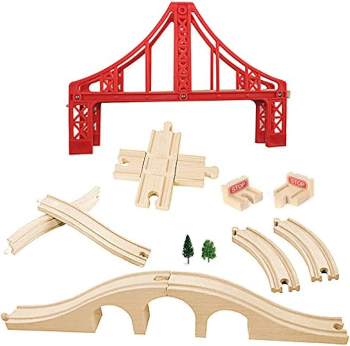 OrgMemory Eisenbahn Set, Hängebrücke, Holzeisenbahn Eisenbahnbrücke, Kreuzung, Stopp Track und Gebog