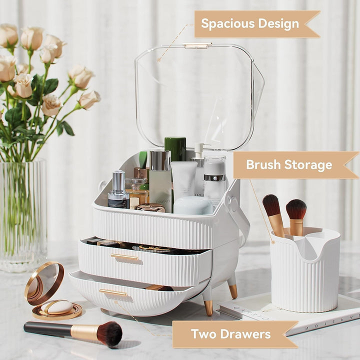Kousee Make-up-Organizer und Aufbewahrung, tragbar, wasserdicht, staubdicht, Organizer mit Deckel, K