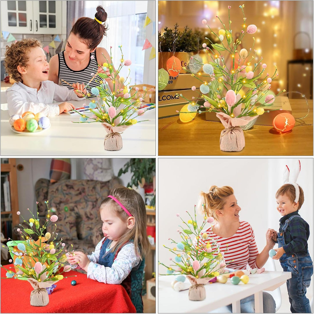 Ostern Beleuchteter Baum 46cm Lichterbaum Lichterzweige für Innen LED-Osterdekoration Baum Batterieb