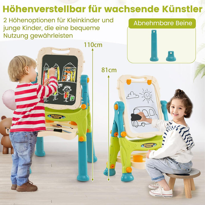 GOPLUS Staffelei mit Doppelseitiger Tafel, Drehbare & Magnetische Maltafel mit Füssen in 2 Verschied