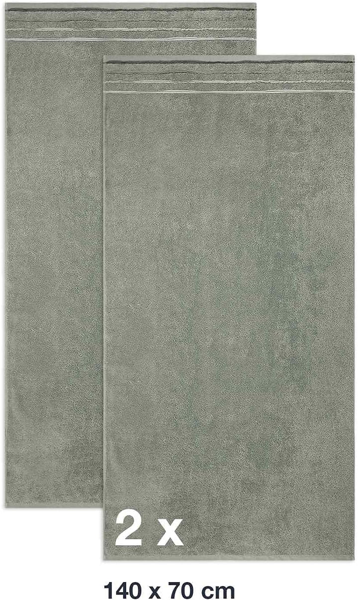 WohnDirect Duschtuch Set 2 teilig - 2 Badetücher (70x140) - Frottee 100% Baumwolle - Grau 2 Badetüch