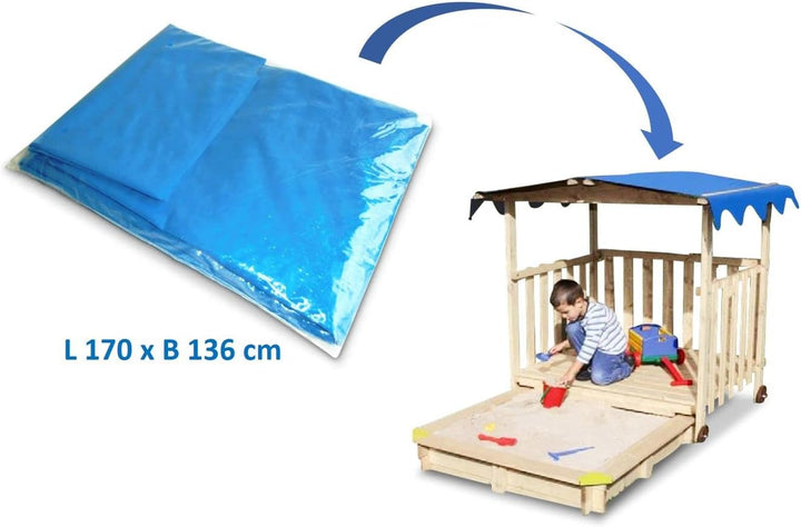 Dachfolie für Spielhaus - Blaue PE-Folie, Wasserfest, Masse: 170 x 136 cm, Ohne Schrauben