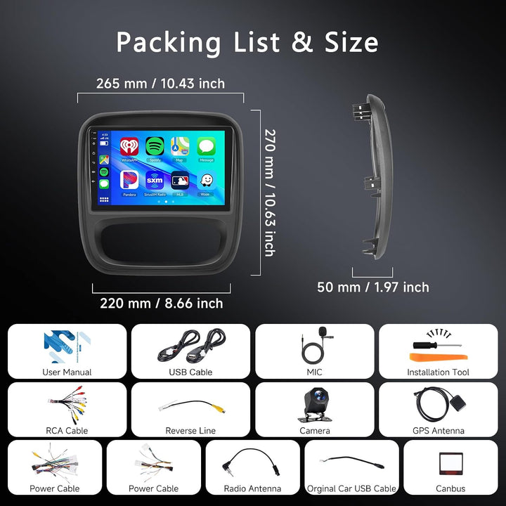 Hodozzy 2G 64GB Android Autoradio für Opel Vivaro B 2014-2018/ Renault Traffic 3 2014-2021 Wireless
