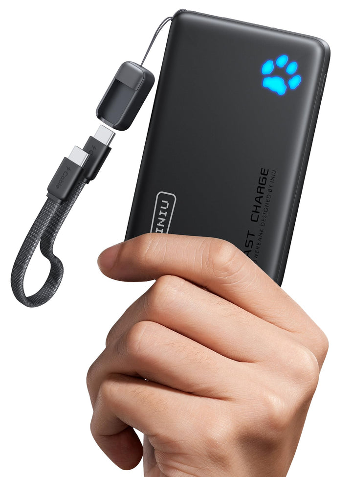 INIU Power Bank, 22,5W Powerbank Klein Aber Stark 10000mAh (USB C In & Out), PD3.0 QC4.0 Externe Han