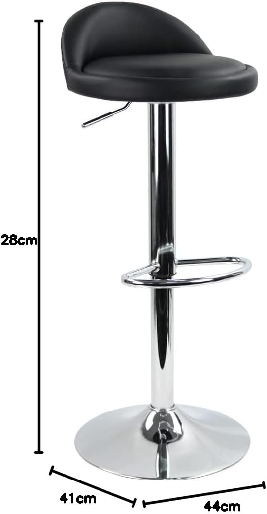KKTONER Barhocker Tresenhocker höhenverstellbar 60-80cm mit Fussstütze PU Leder Schwarz, Schwarz