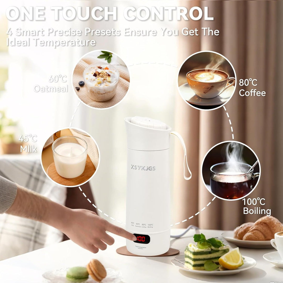 XSYKJGS Reise Wasserkocher Klein, 400ML Mini Tragbarer Elektrische Wassertasse, Schnellkoch BPA-frei