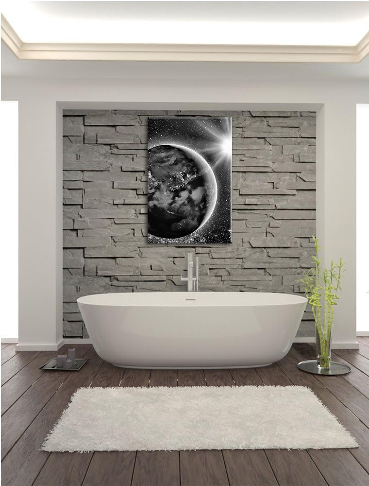 Pixxprint Monocrome, Erde im Weltall, Format: 100x70 auf Leinwand, 100x70