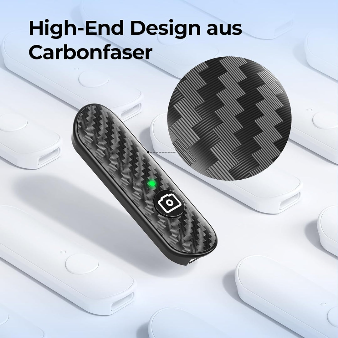ATUMTEK Bluetooth-Fernauslöser, Design in Carbonfaser, Wiederaufladbare Kamera-Fernbedienung für iOS