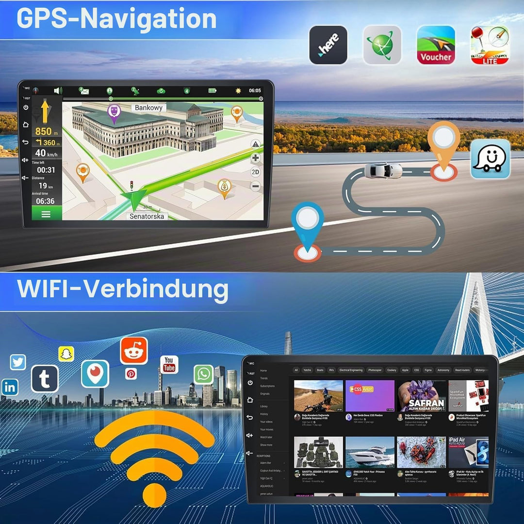 2GB+64GB CAMECHO Android 13 Autoradio für VW/Skoda/Seat/Golf/Touran/Tiguan mit Navi Carplay Android