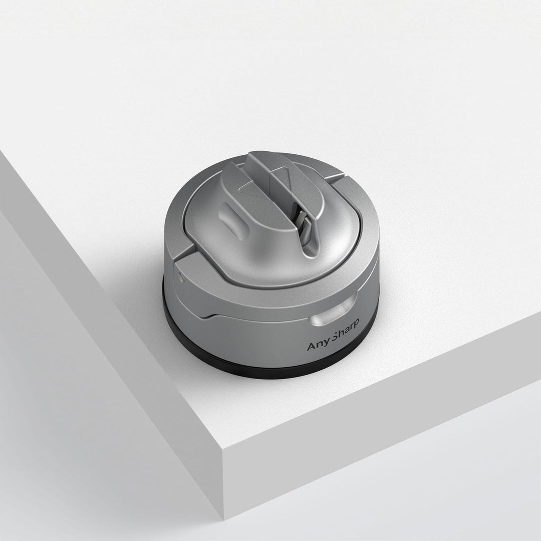 AnySharp Evo Messerschärfer, Freihändige Sicherheit, PowerGrip Saugnapf, Sicheres Schärfen aller Küc