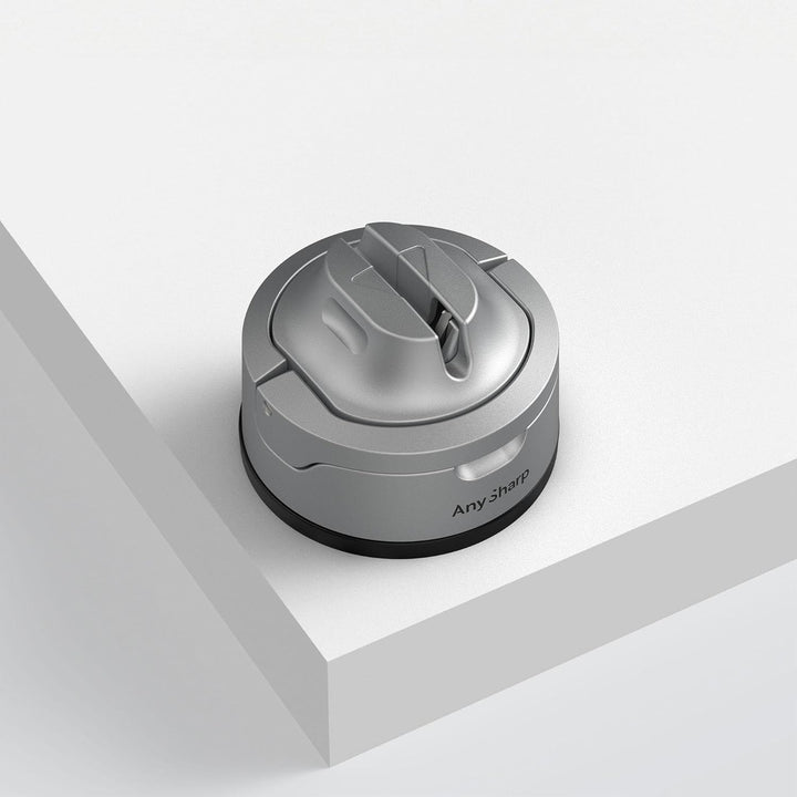 AnySharp Evo Messerschärfer, Freihändige Sicherheit, PowerGrip Saugnapf, Sicheres Schärfen aller Küc