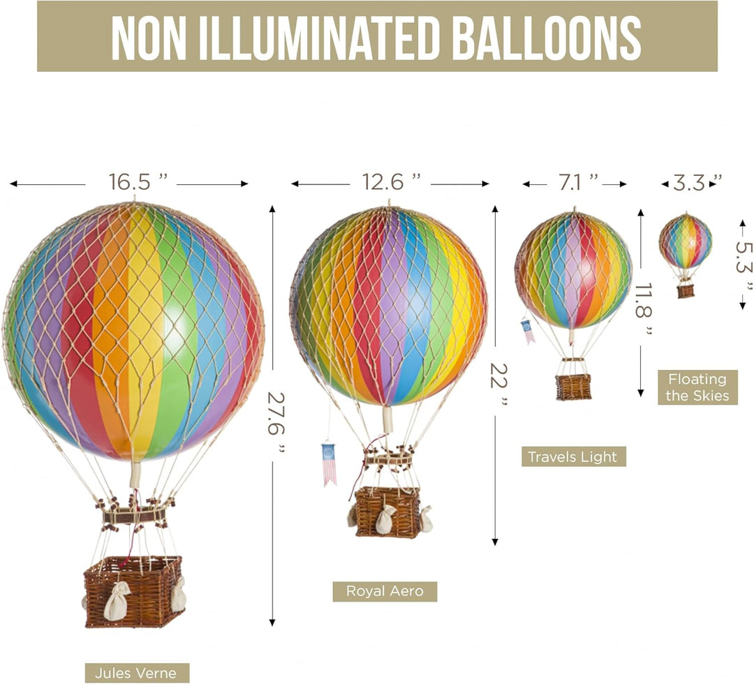 Authentic Models - Dekoballon - Jules Verne - Heissluftballon, Ballon - Farbe: Regenbogen - 18 cm