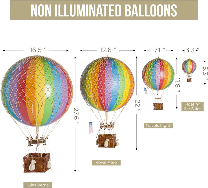 Authentic Models - Dekoballon - Jules Verne - Heissluftballon, Ballon - Farbe: Regenbogen - 18 cm