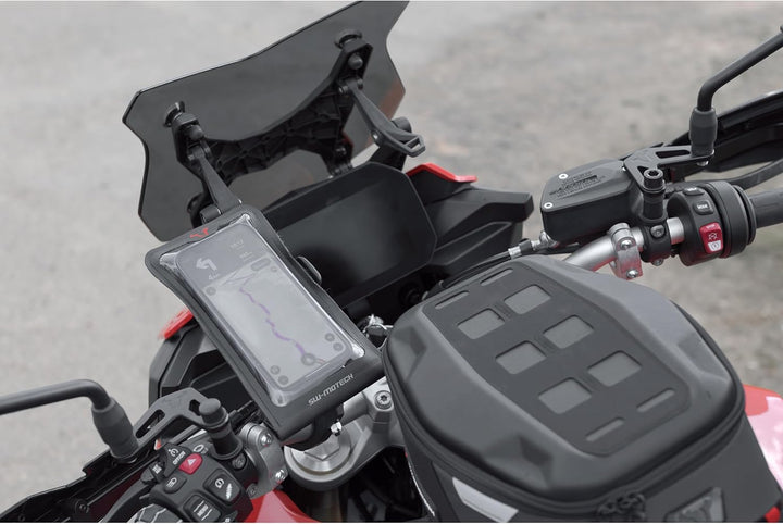 SW-Motech Universal Navi-Kit mit Smartphone Drybag - Inkl. 2" Klemmarm. Für Lenker/Spiegelgewinde.