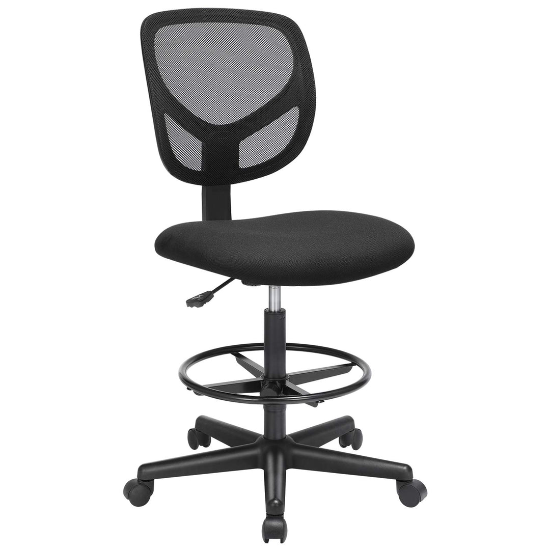 SONGMICS Arbeitsstuhl, Bürostuhl, Sitzhöhe 55-75 cm, hoher Drehstuhl mit Verstellbarer Fussstütze, B