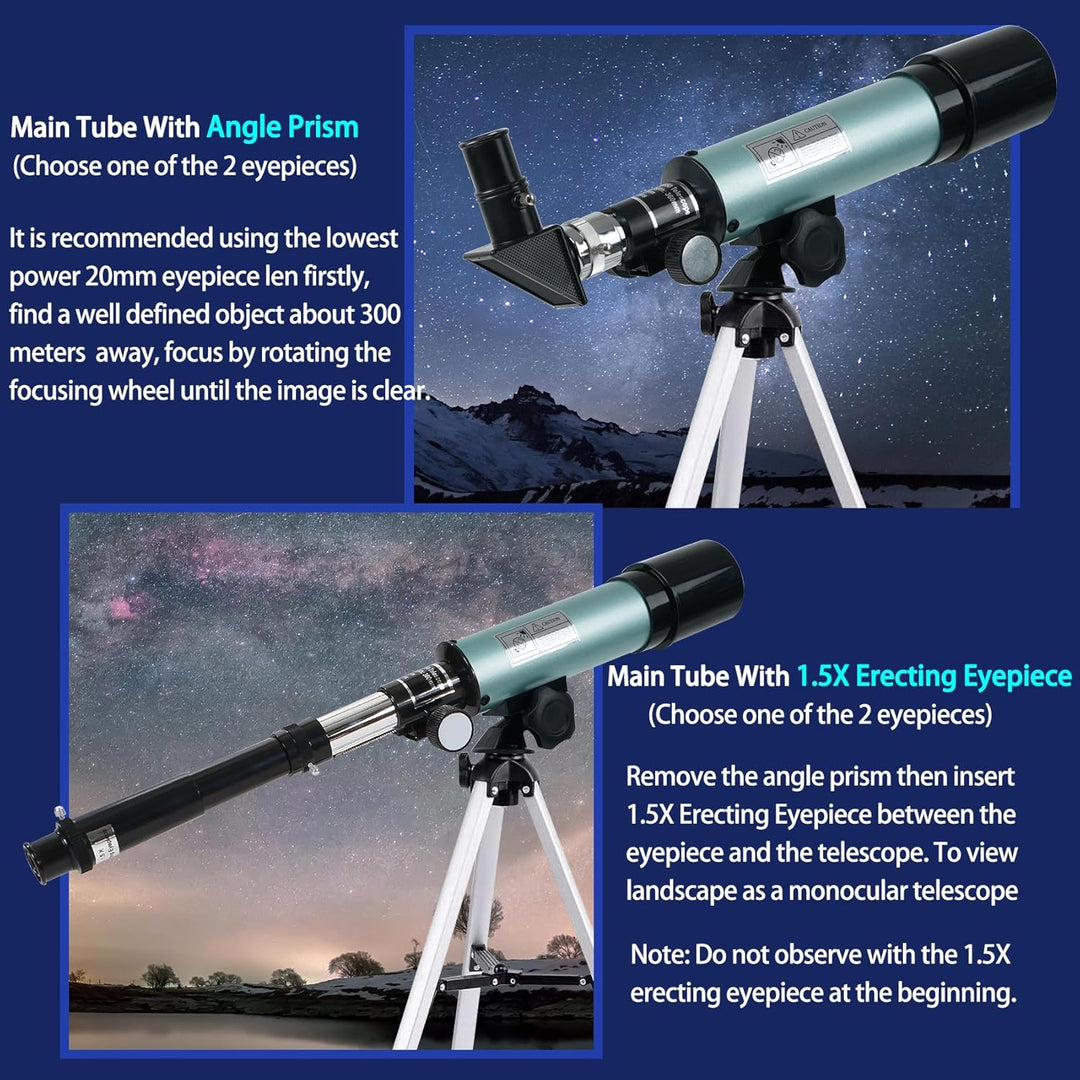 Misilmp Astronomical Telescope, Teleskop für Kinder Zoom 360/50 mm 90X HD Monokulares Weltraumtelesk