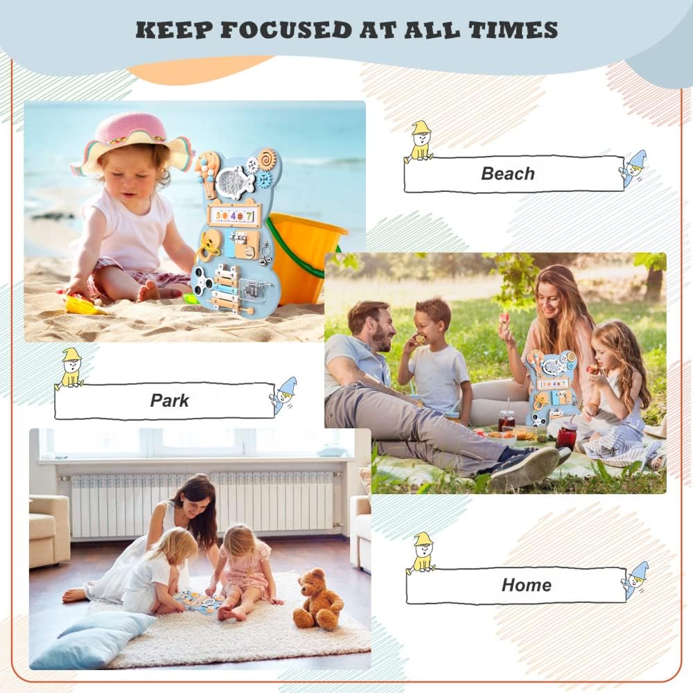 Yontwe Montessori Busy Board Sensorisches Spielbrett Feinmotorik Lernen Handgefertigte sensorische A