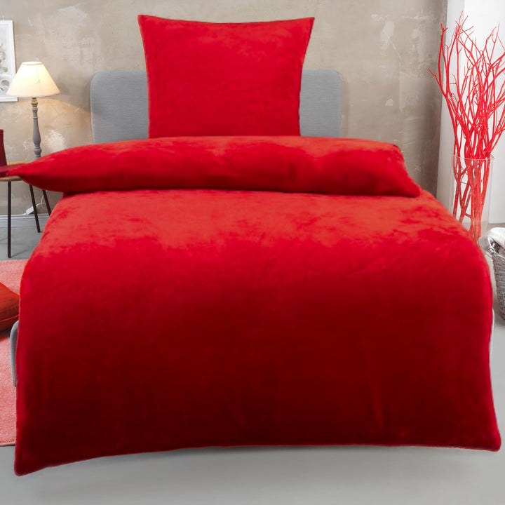 DreamHome Winter Wende Plüsch Bettwäsche 135x200 Nicky-Teddy Cashmere Touch Coral Fleece Bettdezug +