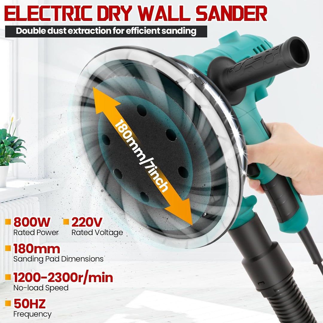 800W Elektrischer Trockenbauschleifer,1200-2300RPM Variable Geschwindigkeit,Wandschleifmaschine mit