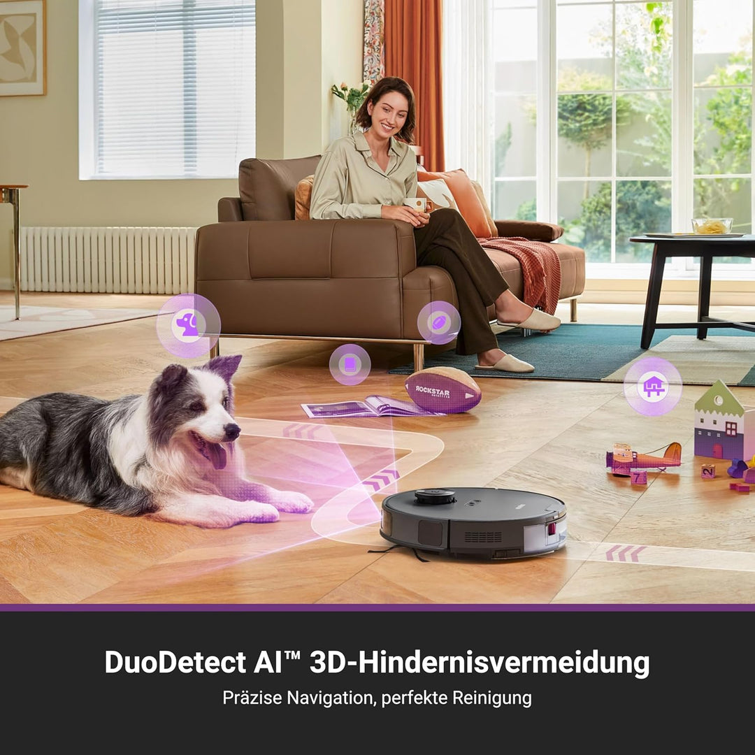 Eureka E20 Plus Staubsaugroboter mit 8000 Pa Saugkraft und selbstentleerender Station, Anti-Wickel-F