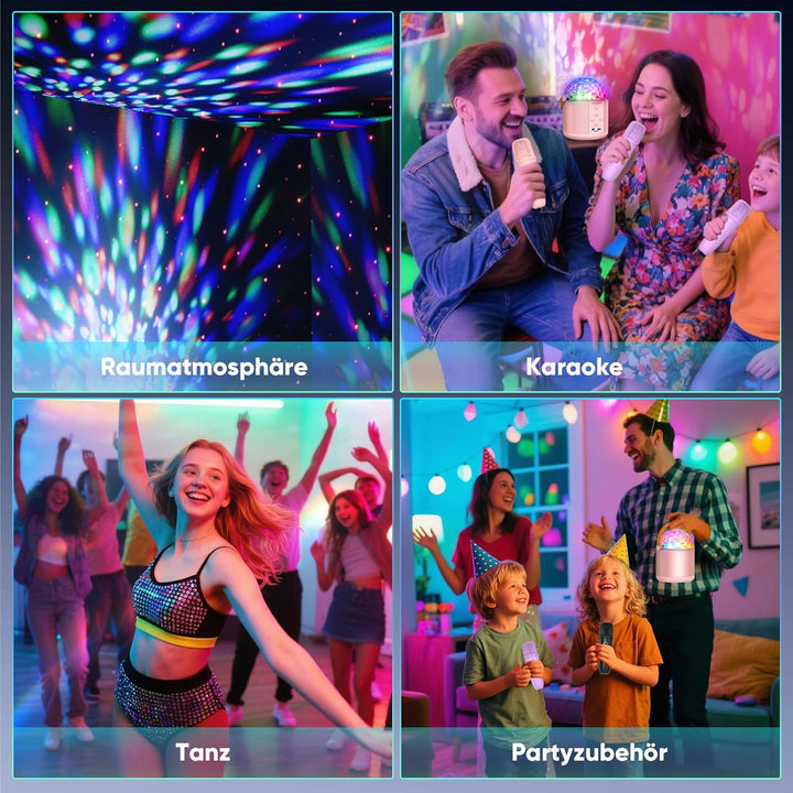Karaoke Maschine mit 2 Karaoke Mikrofon, Geschenk Spielzeug Mädchen 3-15 Jahre, Tragbarer Bluetooth