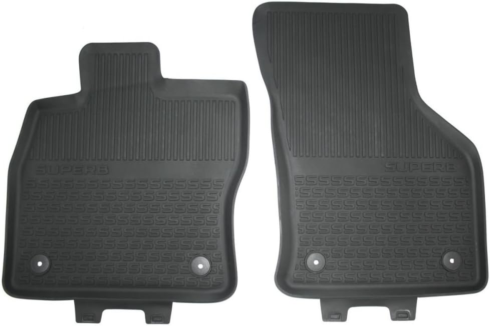 Skoda 3V1061551 Gummi Fussmatten 2X vorn Gummimatten Original Allwettermatten schwarz mit Schriftzug