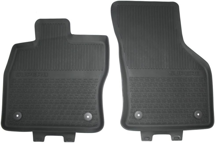 Skoda 3V1061551 Gummi Fussmatten 2X vorn Gummimatten Original Allwettermatten schwarz mit Schriftzug