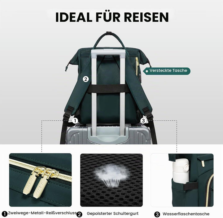 LOVEVOOK Rucksack Damen, Wasserdicht 15,6 Zoll Laptoptasche Gross Daypacks Schulrucksack Mädchen Tee