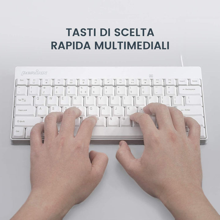 Perixx PERIDUO-212 Set Mouse e Mini Tastiera USB Cablata ‎per Windows, Tasti Scelta Rapida e Multime
