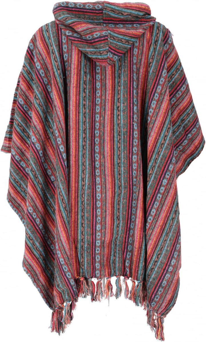 GURU SHOP Poncho Hippie Chic, Ethno Poncho, Andenponcho, Herren/Damen, Blau, Baumwolle, Size:One Siz