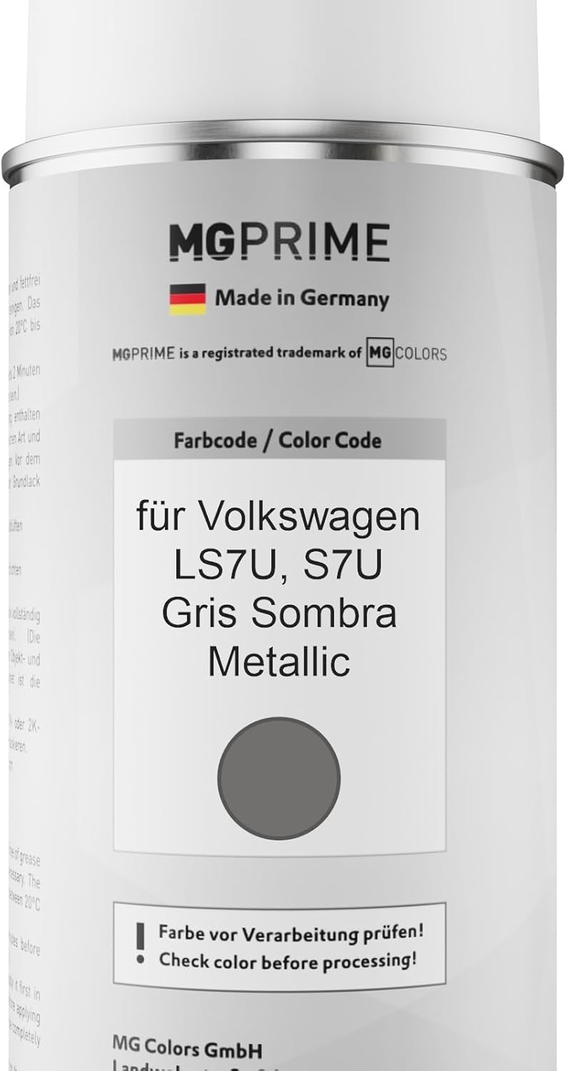 MG PRIME Autolack Sprühdosen Set für Volkswagen VW LS7U / S7U Gris Sombra Metallic Basislack Klarlac