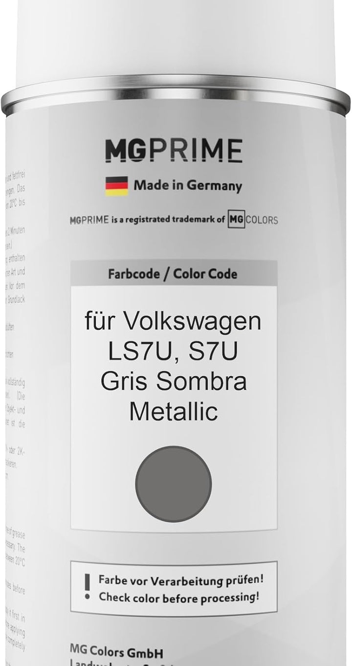 MG PRIME Autolack Sprühdosen Set für Volkswagen VW LS7U / S7U Gris Sombra Metallic Basislack Klarlac