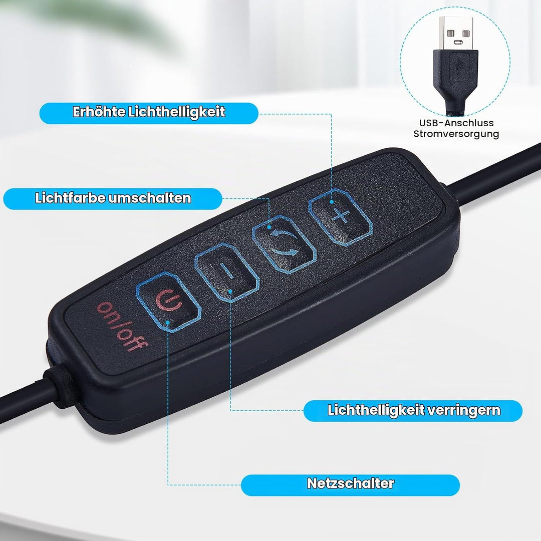 Stativ Handy mit Ringlicht,10 Zoll LED Ringlicht mit Stativ Handy, Overhead Kamera Ständer,Dimmbare
