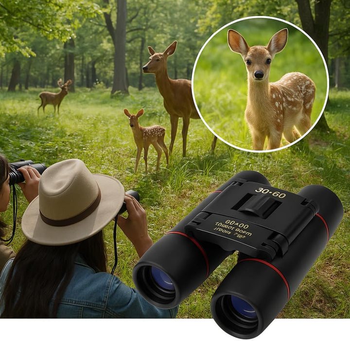 Zoom Fernglas 30 x 60 HD, tragbar, faltbar mit Tasche, kompaktes Teleskop für Wandern, Camping und R