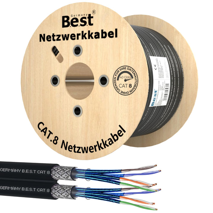 CAT 8 250m Duplex Erdkabel Netzwerkkabel Reines Kupfer Verlegekabel S/FTP | 100 % reines Kupfer, Dup