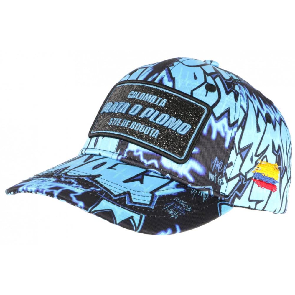 Plata o Plomo Baseball-Kappe, Blau und Schwarz, Strass, Streetwear, Colombia, Baseball – Grösse: Ein