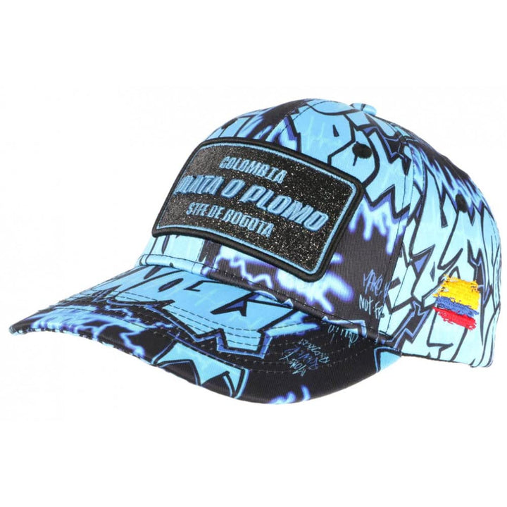 Plata o Plomo Baseball-Kappe, Blau und Schwarz, Strass, Streetwear, Colombia, Baseball – Grösse: Ein