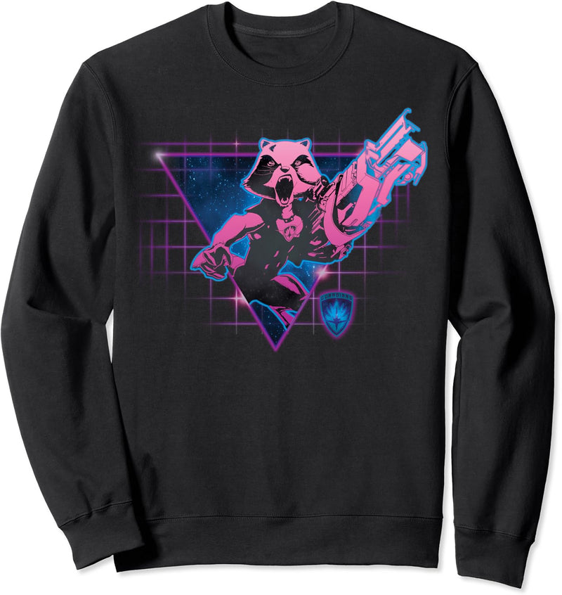 Marvel Guardians Of The Galaxy Rocket Neon Grid Background Sweatshirt