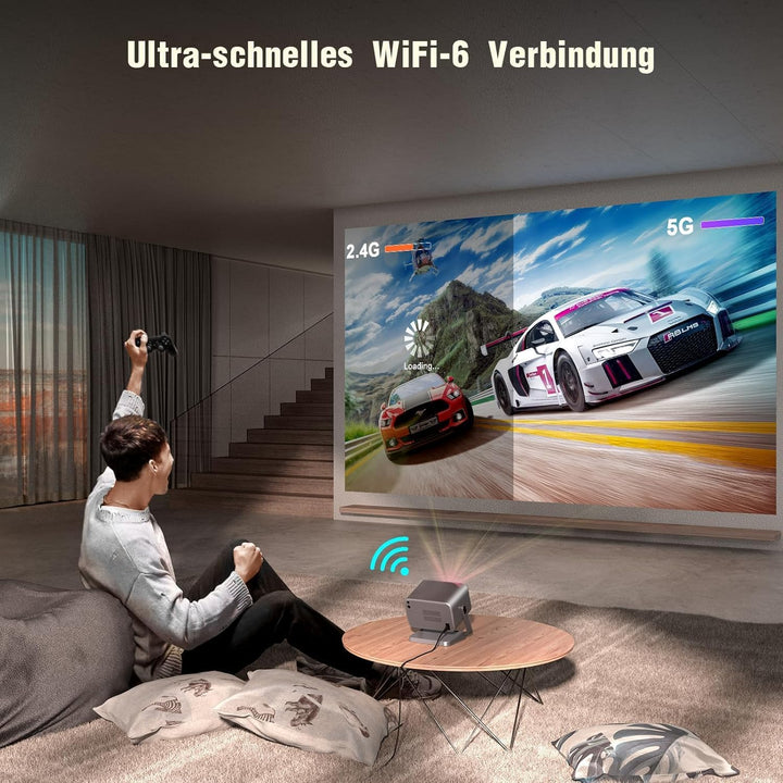 Smart Beamer【Netflix Official & Dolby Audio 】 Autofokus/Trapezkorrektur Beamer WiFi6 Bluetooth Full