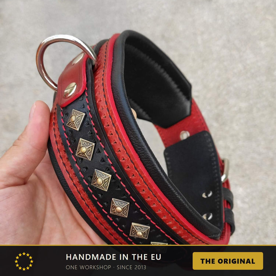 Bestia "Balteus Halsband in Rot M - von 42,5 cm bis 52,5 cm Rot & Schwarz, M - von 42,5 cm bis 52,5
