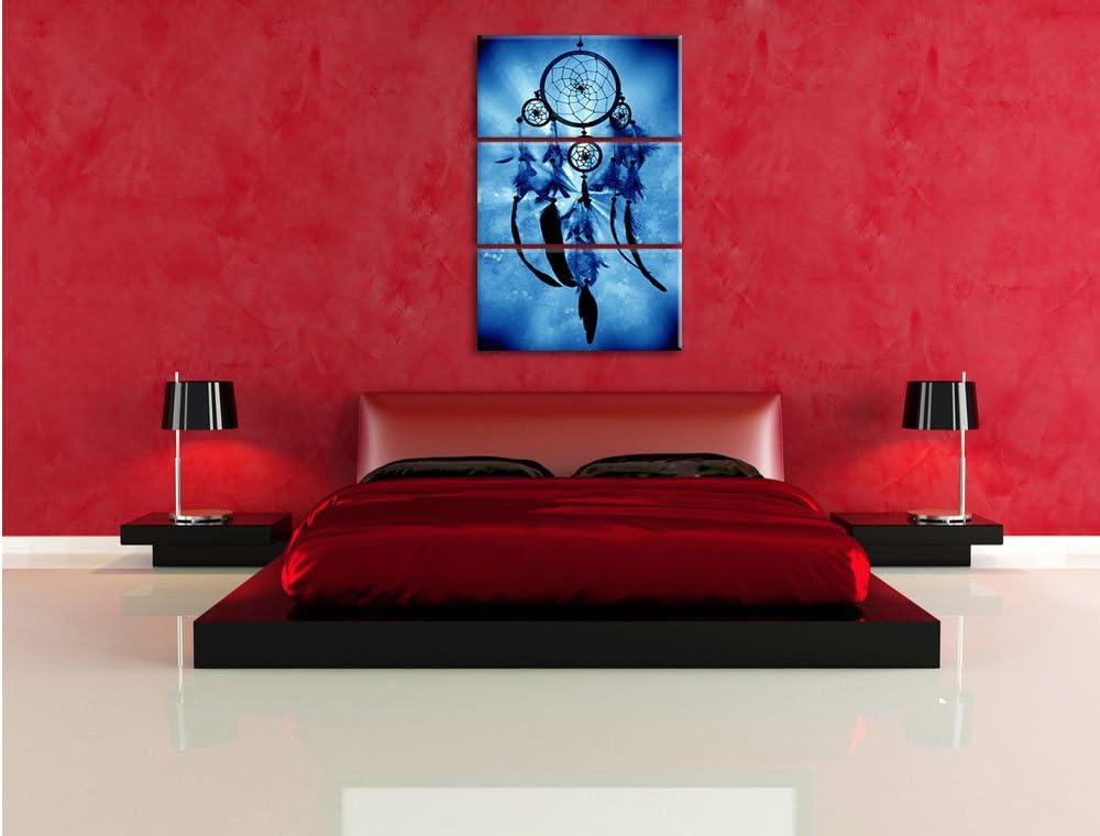 Pixxprint Indianischer Traumfänger als Leinwandbild | Grösse: 3 Teilig (120x80) | Wandbild| Kunstdru