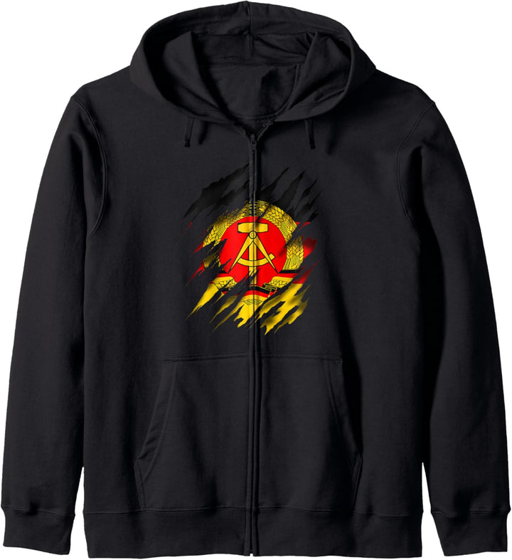 Ossi Fan Kleidung Retro Ostdeutschland Flagge DDR Kapuzenjacke