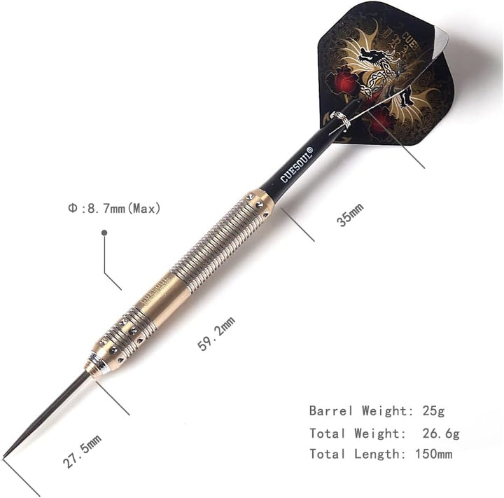 CUESOUL Dragon Deluxe Messing Steel Dartpfeile, 21 Gramm J2102 25 Gramm, J2102 25 Gramm