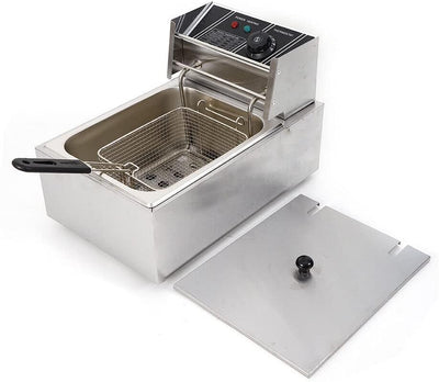 Edelstahl Fritteuse 6L, Öl-Fritteuse 2500W 60℃ - 200℃ mit herausnehmbarer Fettbehälter Thermostat fü